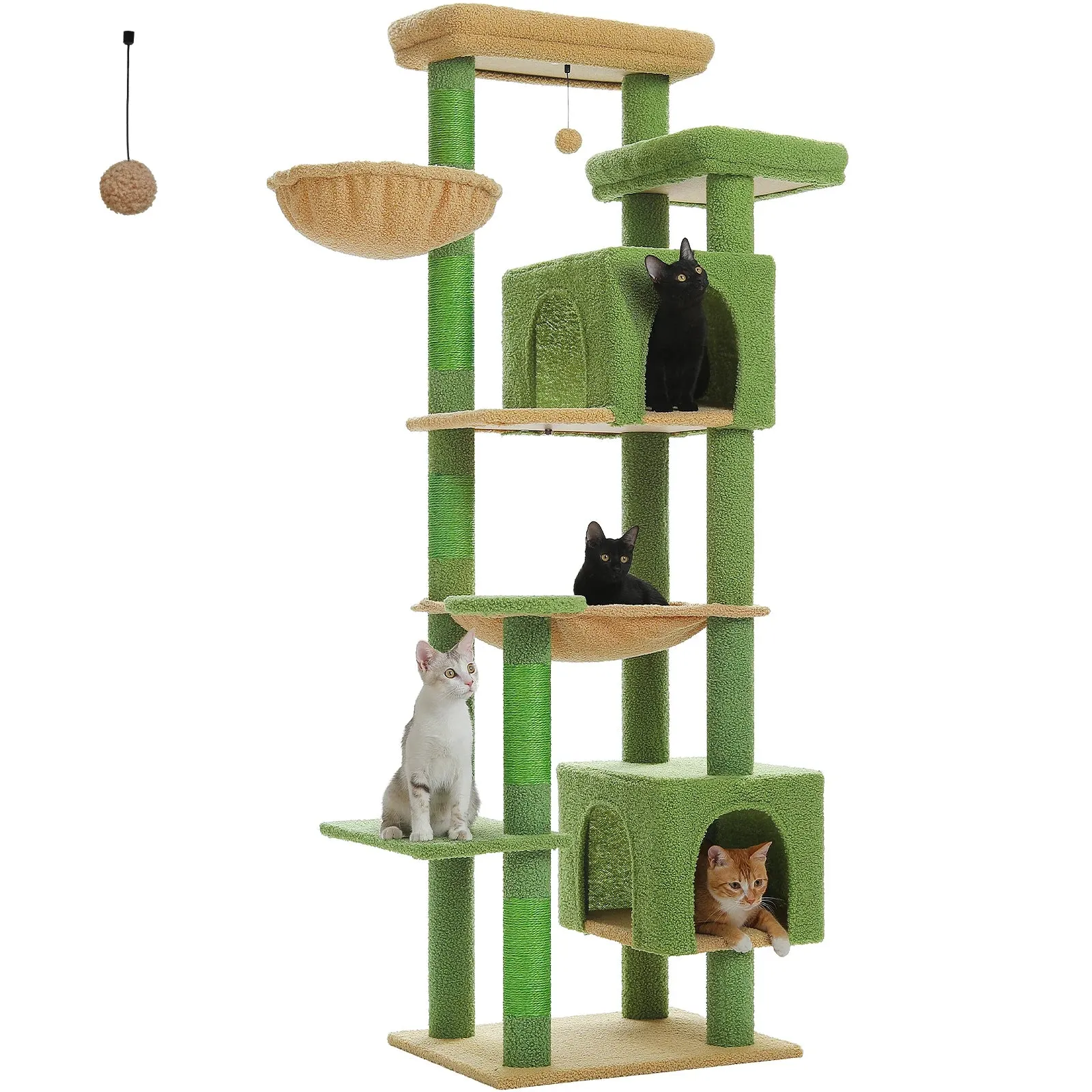 Large Tall Cat Tree Tower for Indoor Cats Multi-Level Plush Cat Condo w/ Scratching Posts Scratching Boards Perches & Caves