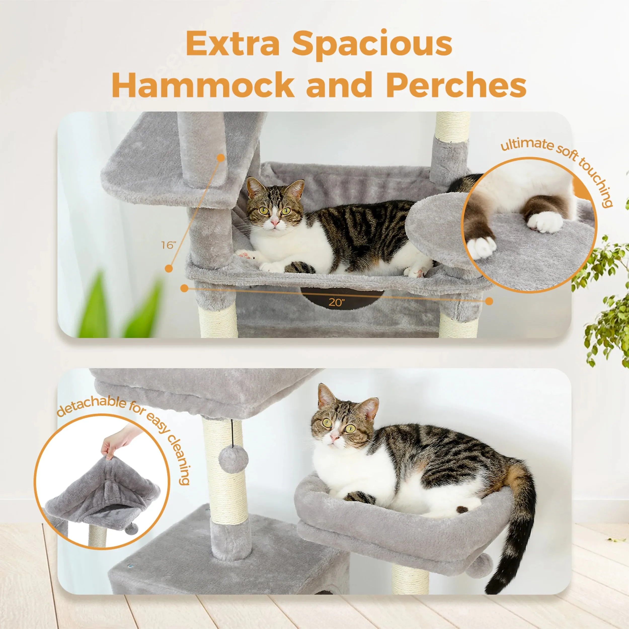Large Tall Cat Tree Tower for Indoor Cats Multi-Level Plush Cat Condo w/ Scratching Posts Scratching Boards Perches & Caves