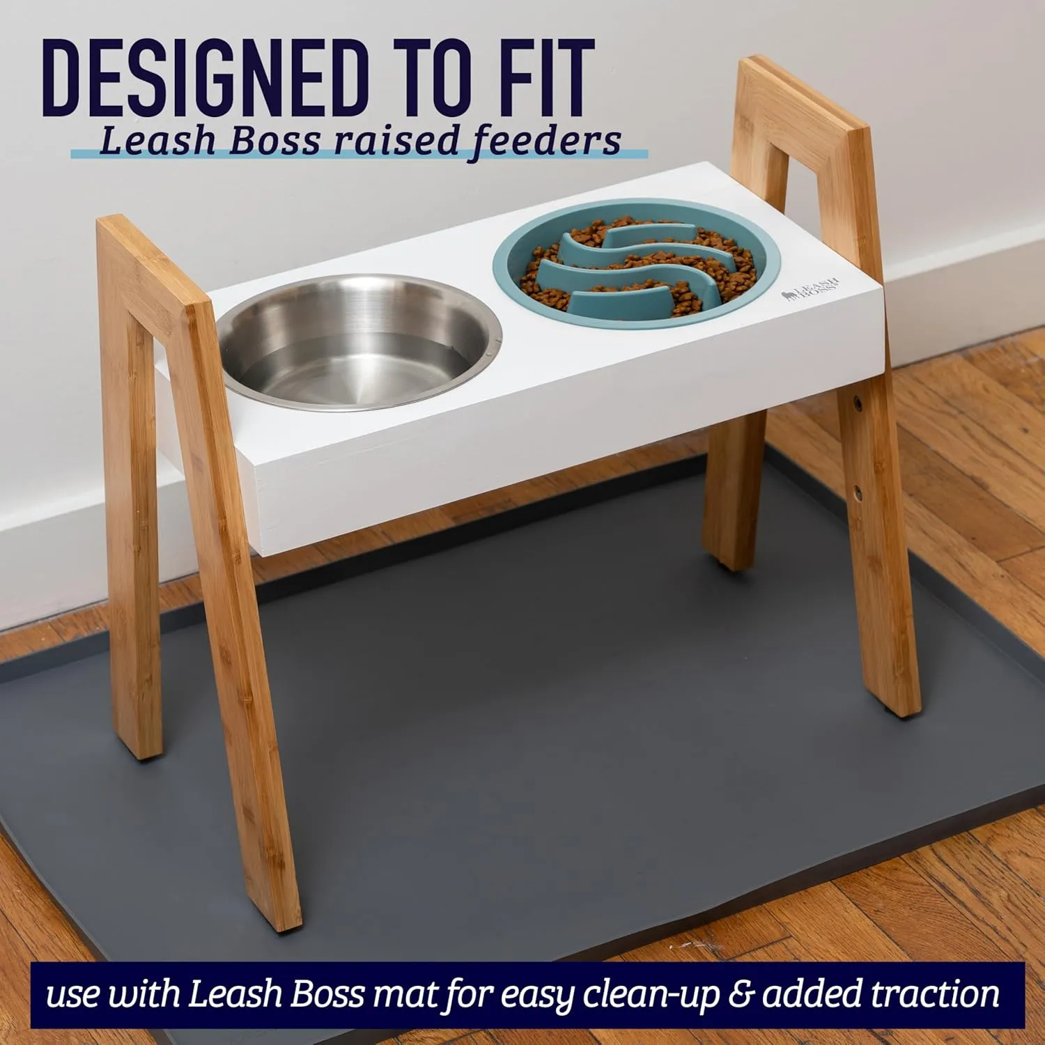 Leash Boss Slow Feeder Dog Bowl - Cup Maze Puzzle Food Bowl, Fits into Elevated Pet Feeders - Slow Eating for Large, Medium & Small Sized Breeds (4 Cup - 8.9-9.25 Inch Holes)