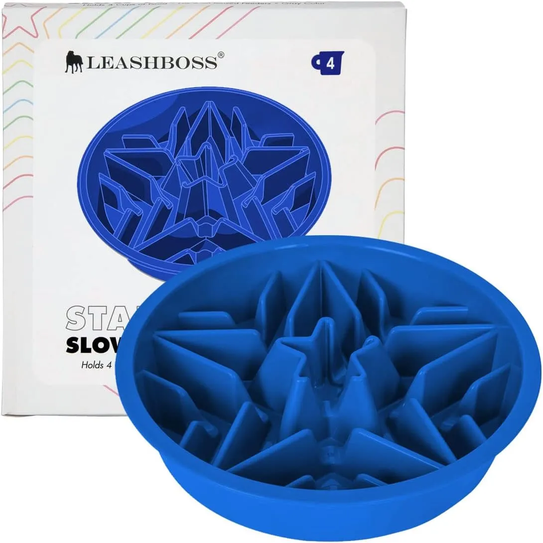 Leash Boss Slow Feeder Dog Bowl - Cup Maze Puzzle Food Bowl, Fits into Elevated Pet Feeders - Slow Eating for Large, Medium & Small Sized Breeds (4 Cup - 8.9-9.25 Inch Holes)
