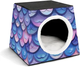 Mermaid Fish Scale Print Space Capsule Pet Nest Dog House Cat Cave Soft Rabbit Nest Chinchillas Hideout for Small Animal