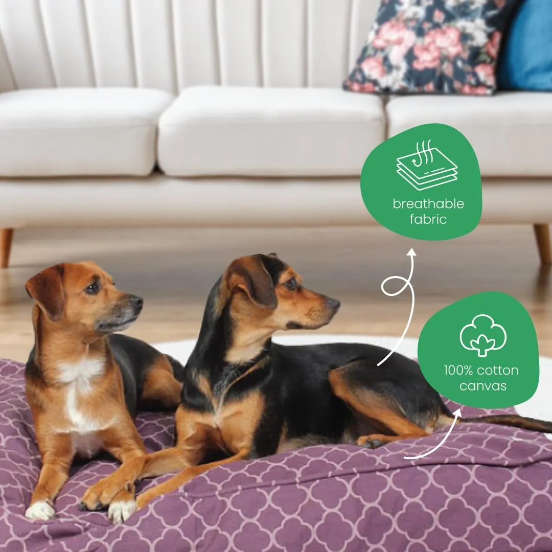 Molly Mutt Medium to Large Dog Bed Cover - Royals Print - Measures 27X36X5 - 100% Cotton - Durable - Breathable - Sustainable - Machine Washable Dog Bed Cover