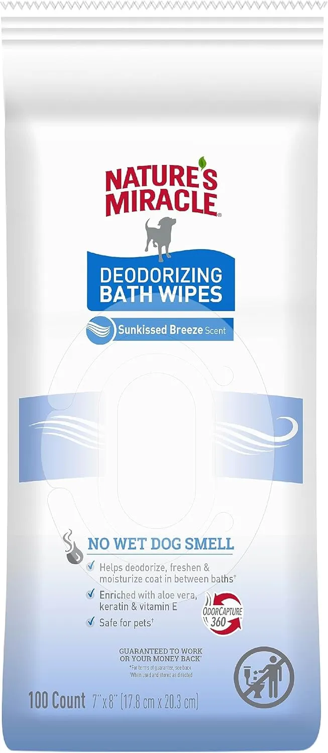 Nature's Miracle Deodorizing Bath Wipes Sunkissed Breeze Scent, 100 ct