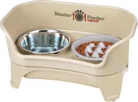 Neater Feeder Express Mess Proof Dog Bowls Elevated for Medium and Large Breed  Made in USA  No Spill Raised Slow Feeder Elevated Dog Bowl Stand, Slow Feed Food and Water Bowl Set, Almond