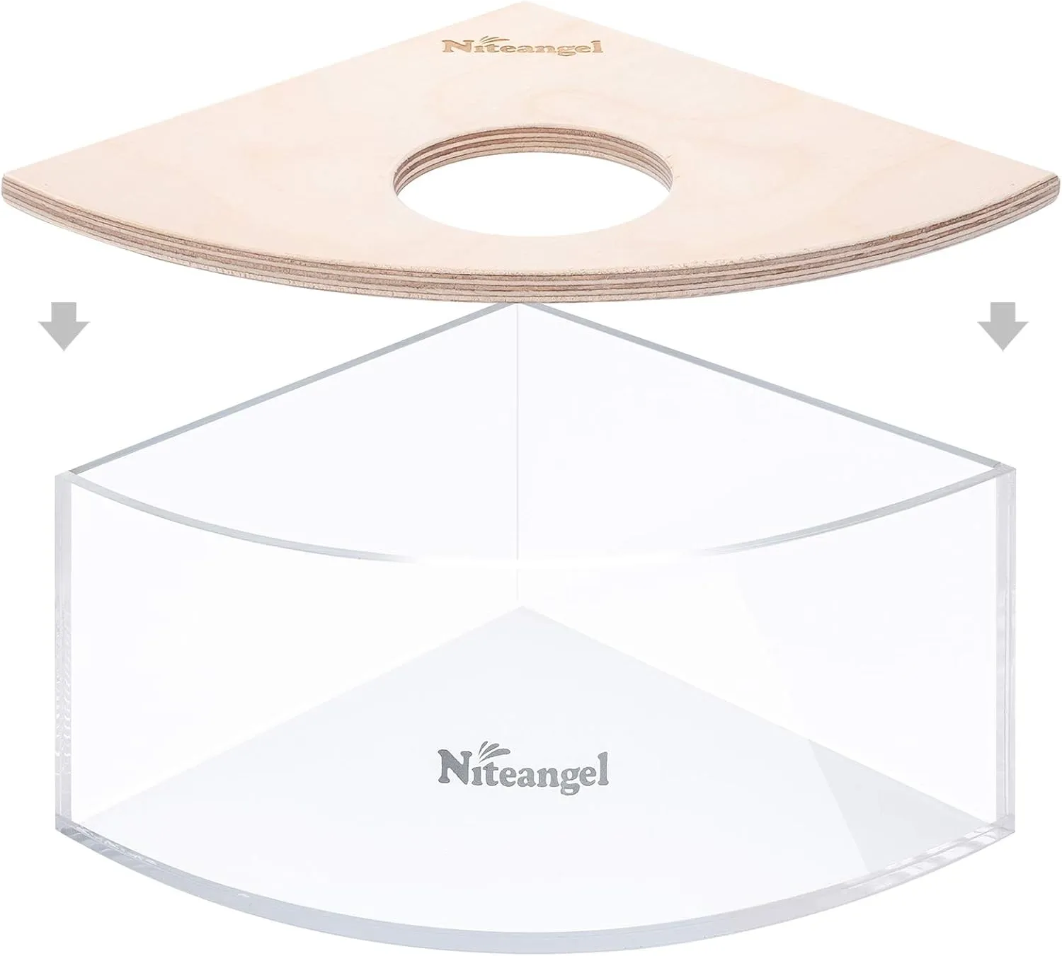 Niteangel Animal Sand-Bath Box: - Acrylic Critter's Sand Bath Shower Room & Digging Sand Container for Hamsters Mice Lemming Gerbils or Other Small Pets (Triangle, Birch-Wood)