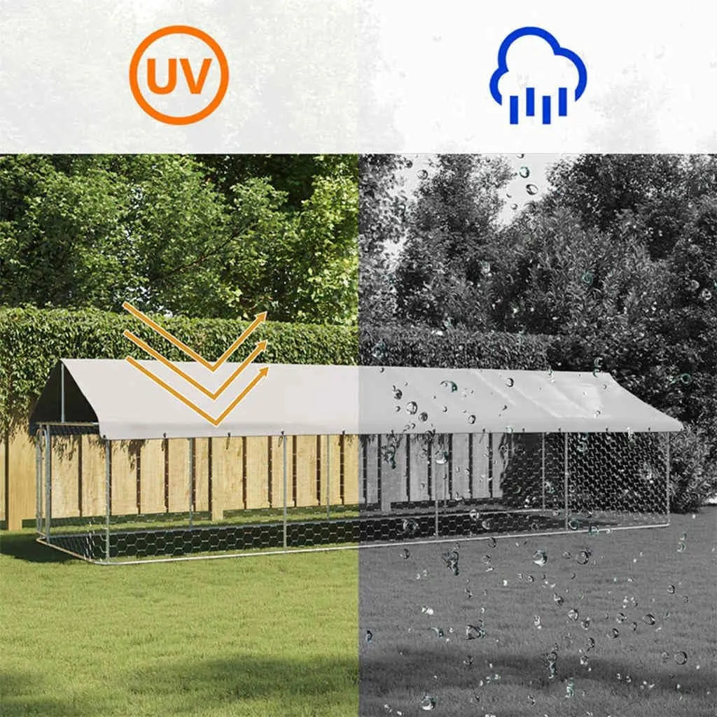 Outdoor Dog Kennel with Roof 236.2"x78.7"x59.1"Large Outdoor Dog Kennel Heavy Duty Pet Enclosure for Play and Exercise, Easy Assembly