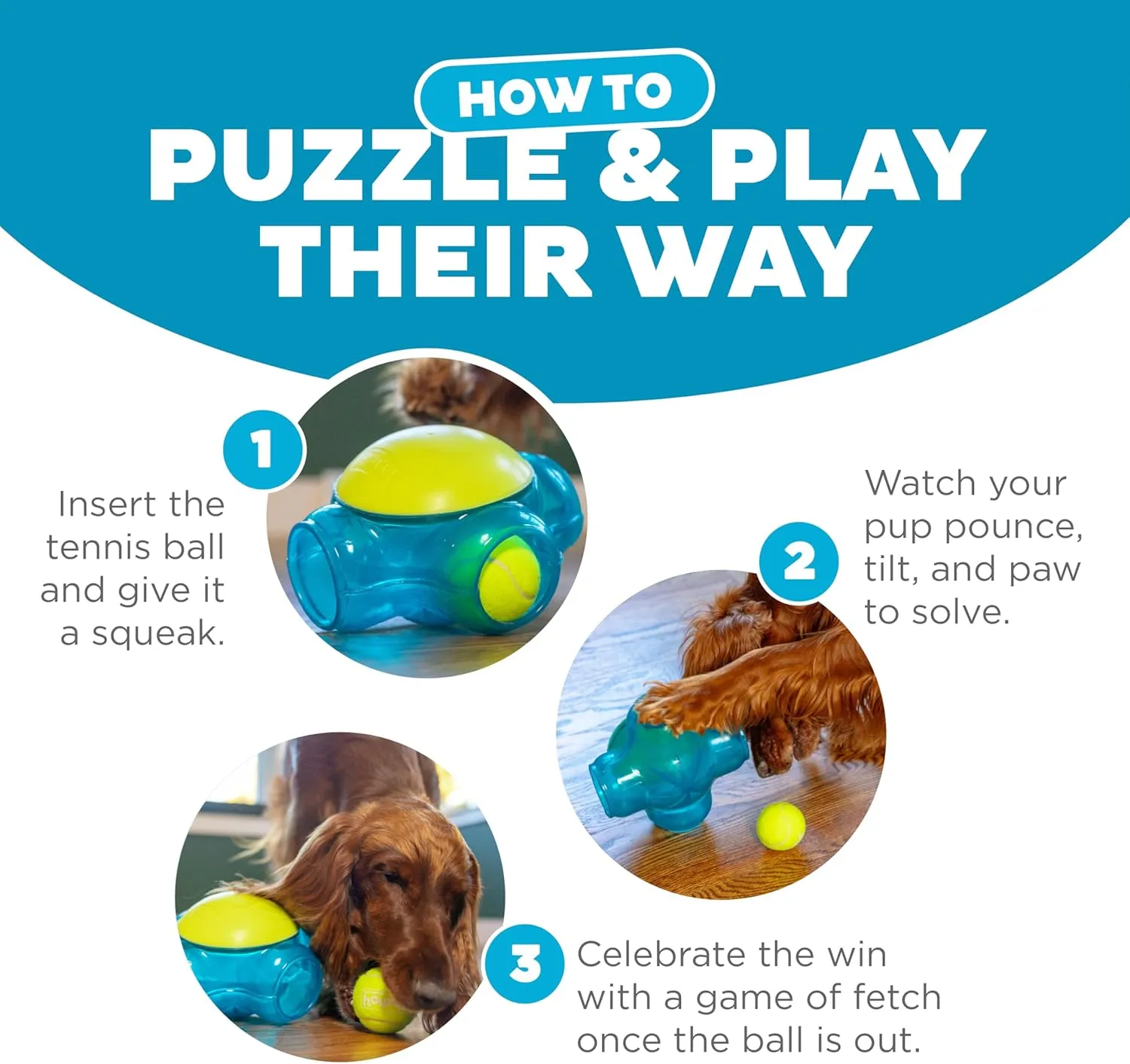 Outward Hound Tennis Maze Craze Interactive Squeaky Dog Toy, Blue