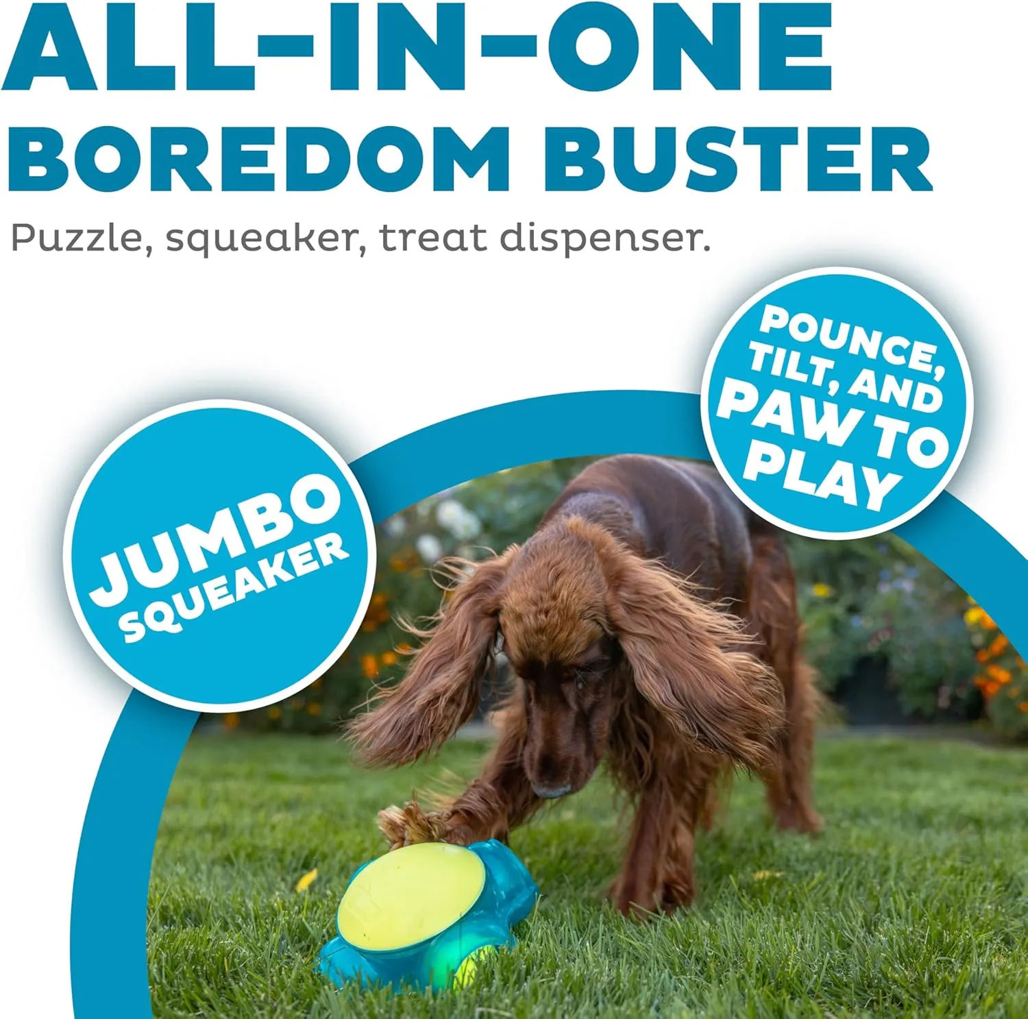 Outward Hound Tennis Maze Craze Interactive Squeaky Dog Toy, Blue