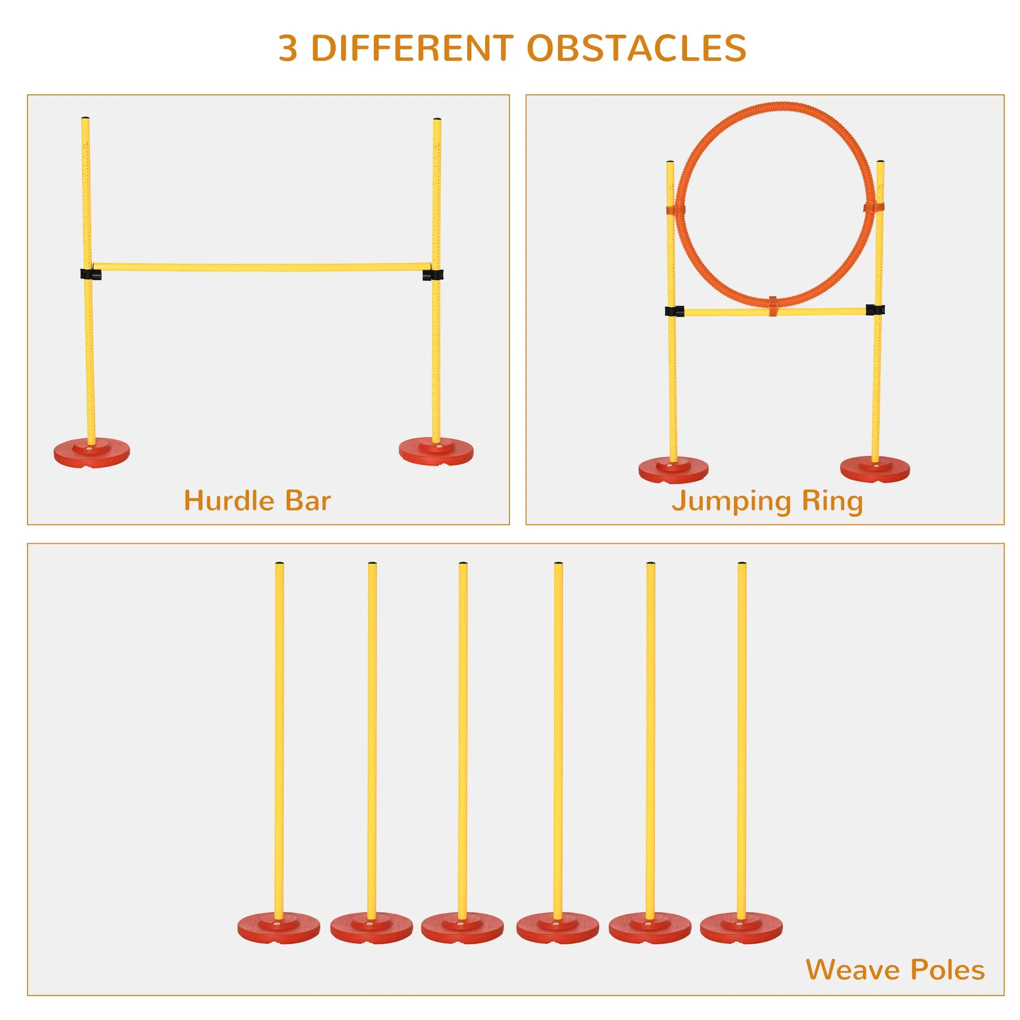 PawHut Outdoor 3 PC Dog Pet Agility Training Garden Starter Obstacle Set for Dog
