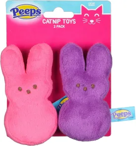 Peeps for Pets Peeps Bunnies Plush Catnip Cat Toys in Pink and Purple, 4"- 2 Count | Small Cat Toy Set with 2 Cat Toys | Catnip Cat Toys Plush Cat Toys from Peeps Marshmallow Candy Brand, FF20243