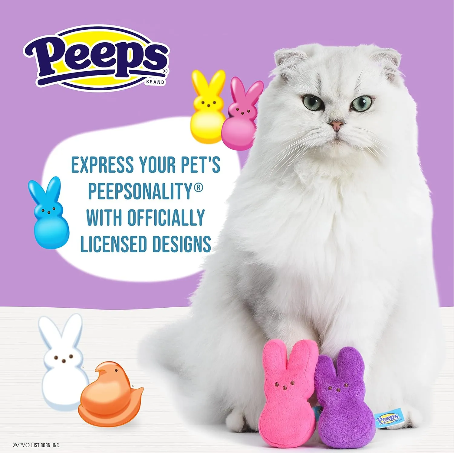 Peeps for Pets Peeps Bunnies Plush Catnip Cat Toys in Pink and Purple, 4"- 2 Count | Small Cat Toy Set with 2 Cat Toys | Catnip Cat Toys Plush Cat Toys from Peeps Marshmallow Candy Brand, FF20243