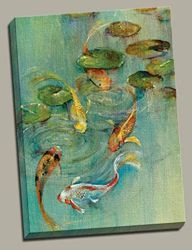 Portfolio Canvas Decor Large Printed Canvas Wall Art Painting, 30 X 40 Inch, Koi at Play, Framed and Stretched Ready to Hang