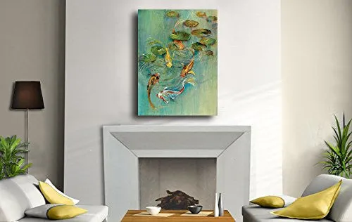 Portfolio Canvas Decor Large Printed Canvas Wall Art Painting, 30 X 40 Inch, Koi at Play, Framed and Stretched Ready to Hang