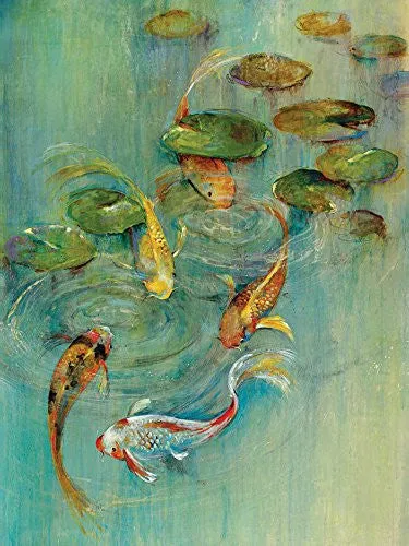 Portfolio Canvas Decor Large Printed Canvas Wall Art Painting, 30 X 40 Inch, Koi at Play, Framed and Stretched Ready to Hang