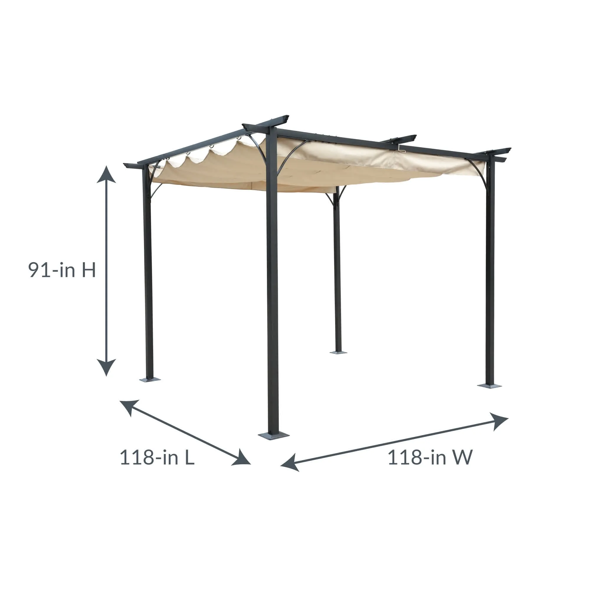 Retractable Roman Shade Pergola Canopy - Champagne