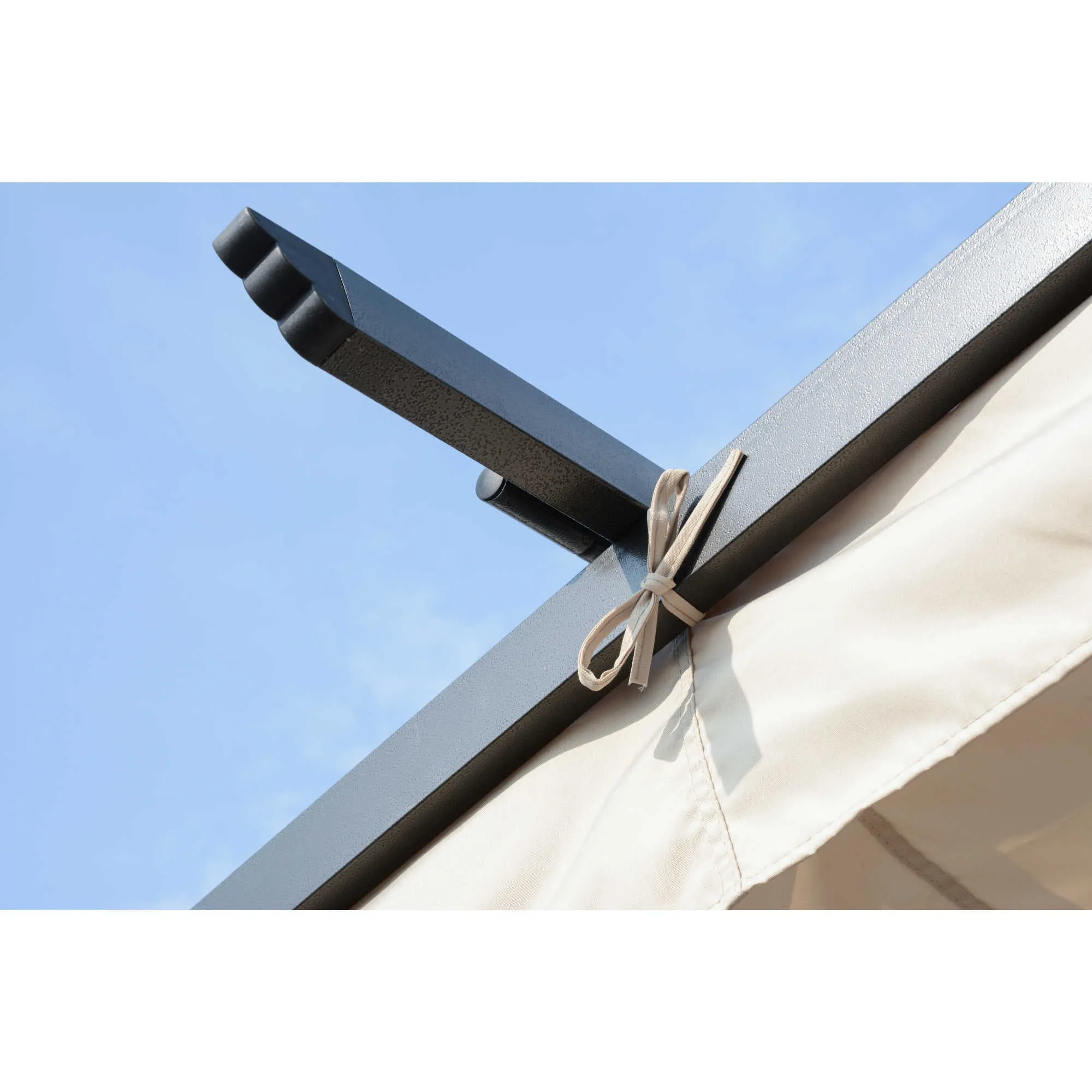 Retractable Roman Shade Pergola Canopy - Champagne