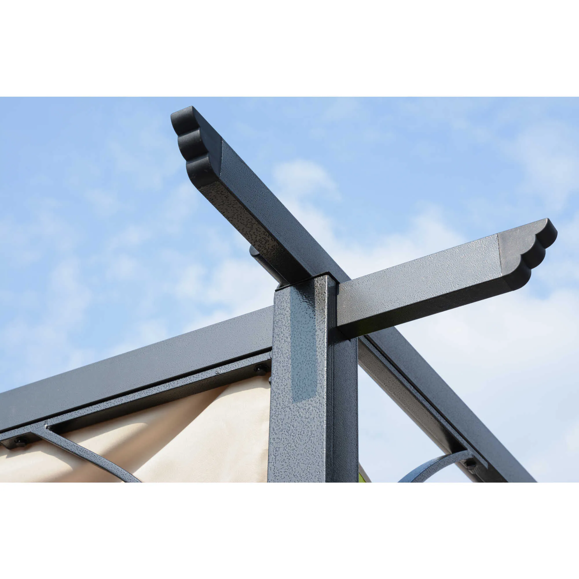 Retractable Roman Shade Pergola Canopy - Champagne