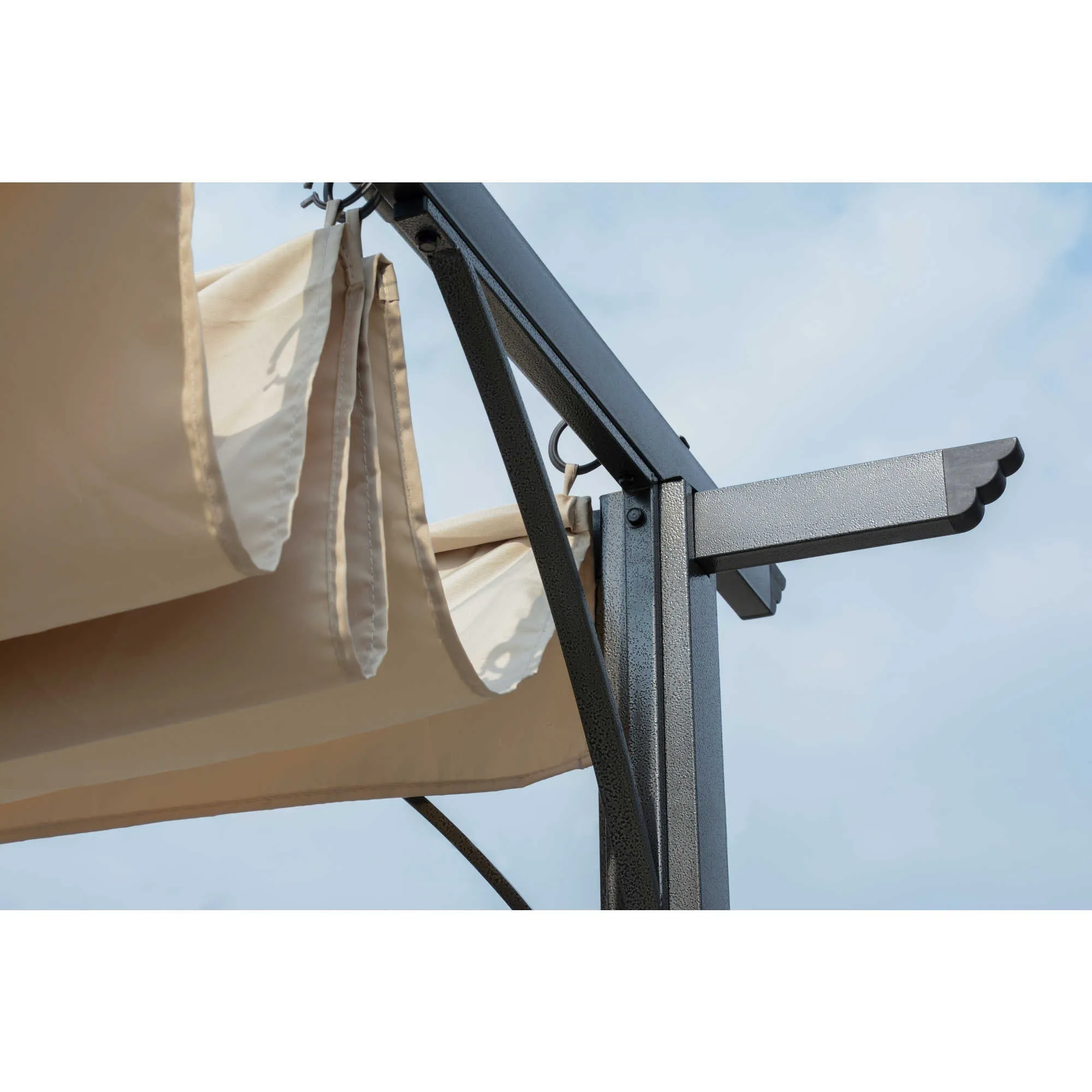 Retractable Roman Shade Pergola Canopy - Champagne