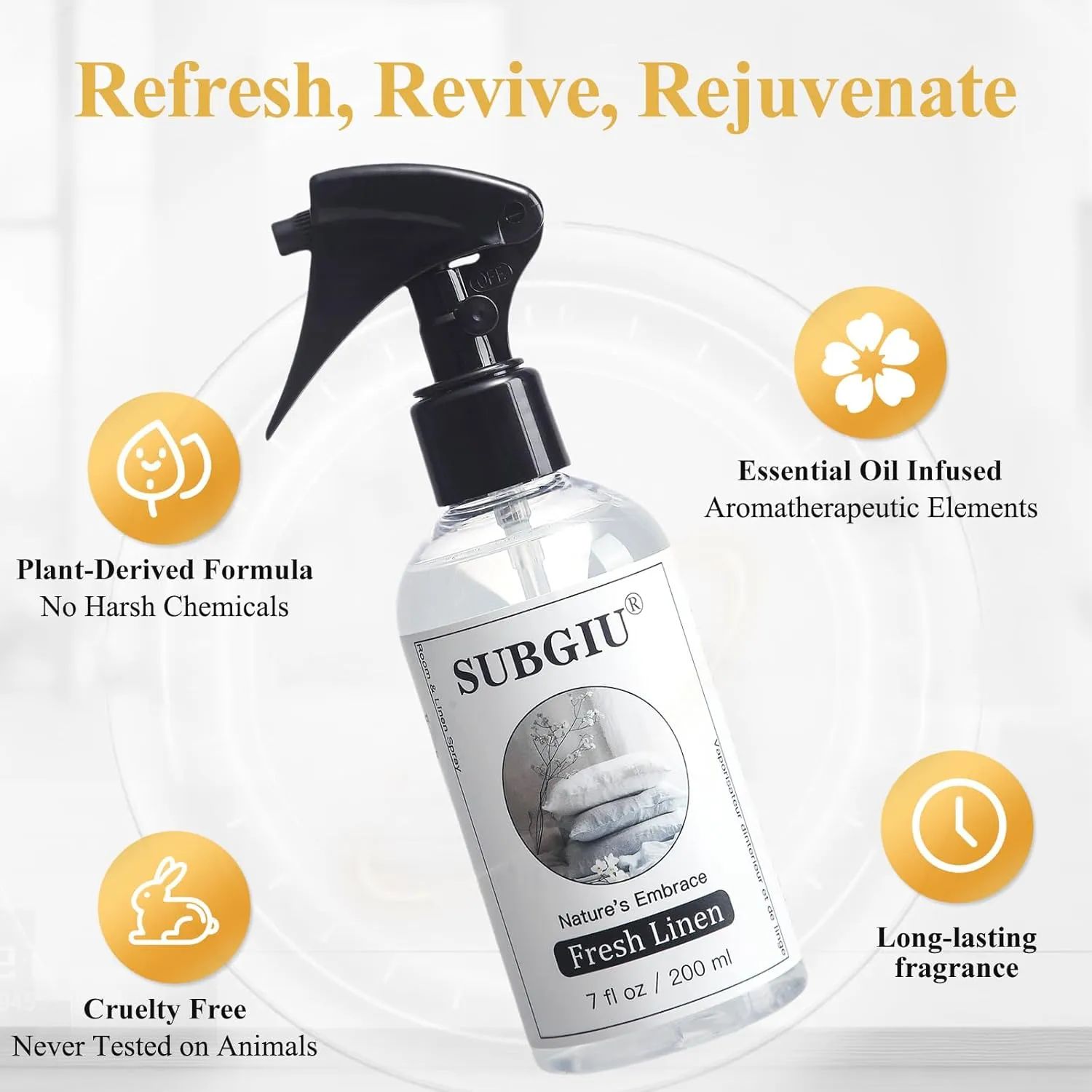 Room Natural Linen Spray and Fabric Spray, Aromatherapy (7 Fl Oz, Fresh Linen   Lavender(2 Bottle))