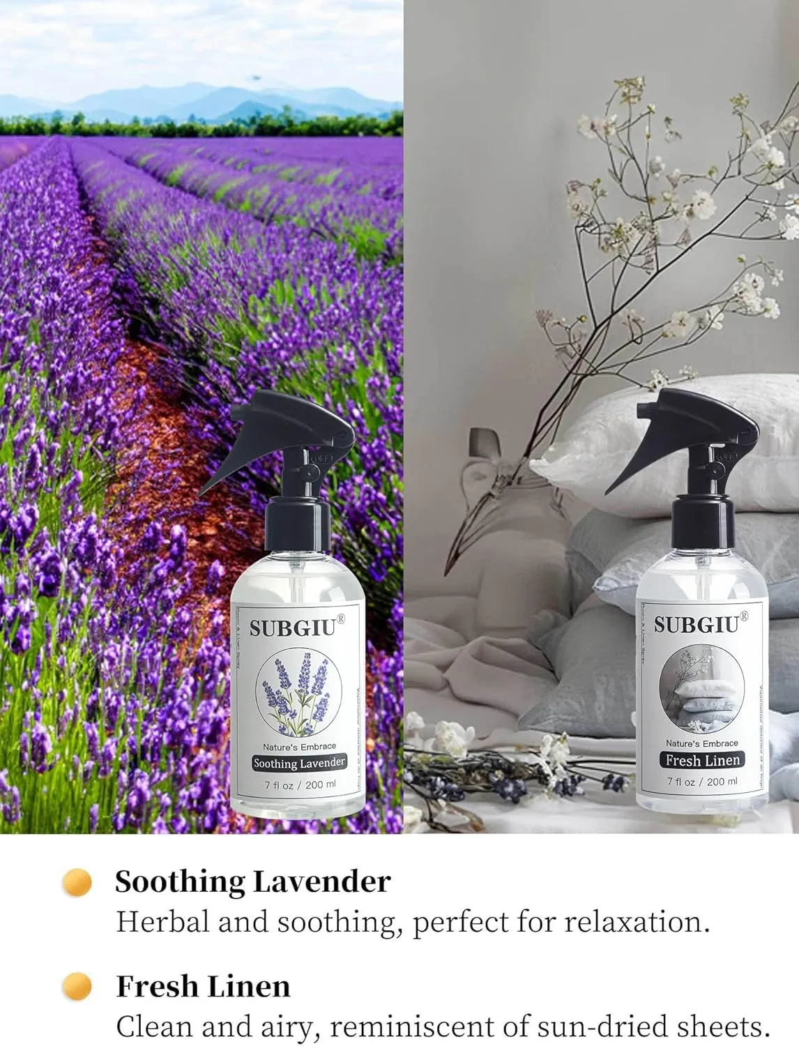 Room Natural Linen Spray and Fabric Spray, Aromatherapy (7 Fl Oz, Fresh Linen   Lavender(2 Bottle))