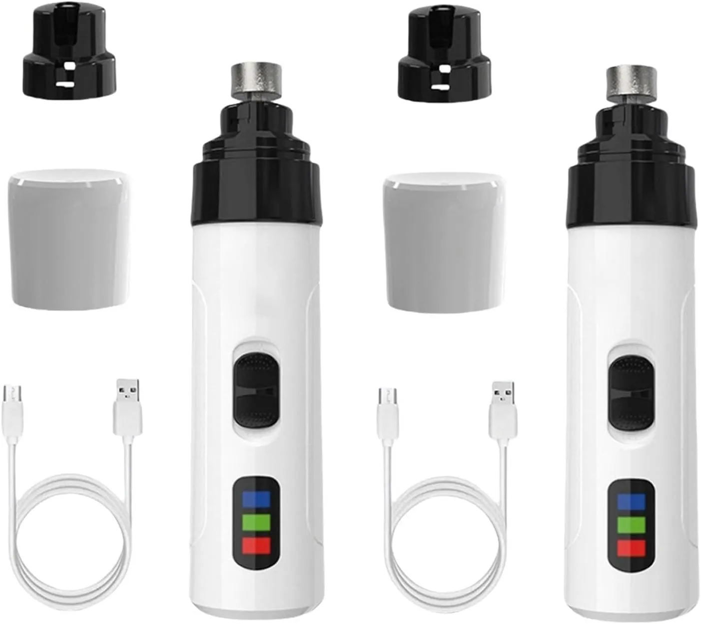 Silent Groom Pro, 2025 New Silent Grind Pro For Dogs Silent Grind Pro Dog Nail Trimmer, Rechargeable Micro Precision Electric Dog Nail Clippers Pet Paws Grooming Smoothing Tool(White two sets)