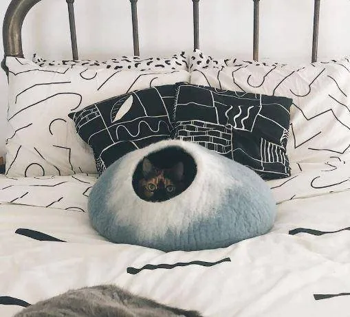 Sky Blue & White Cat Cave
