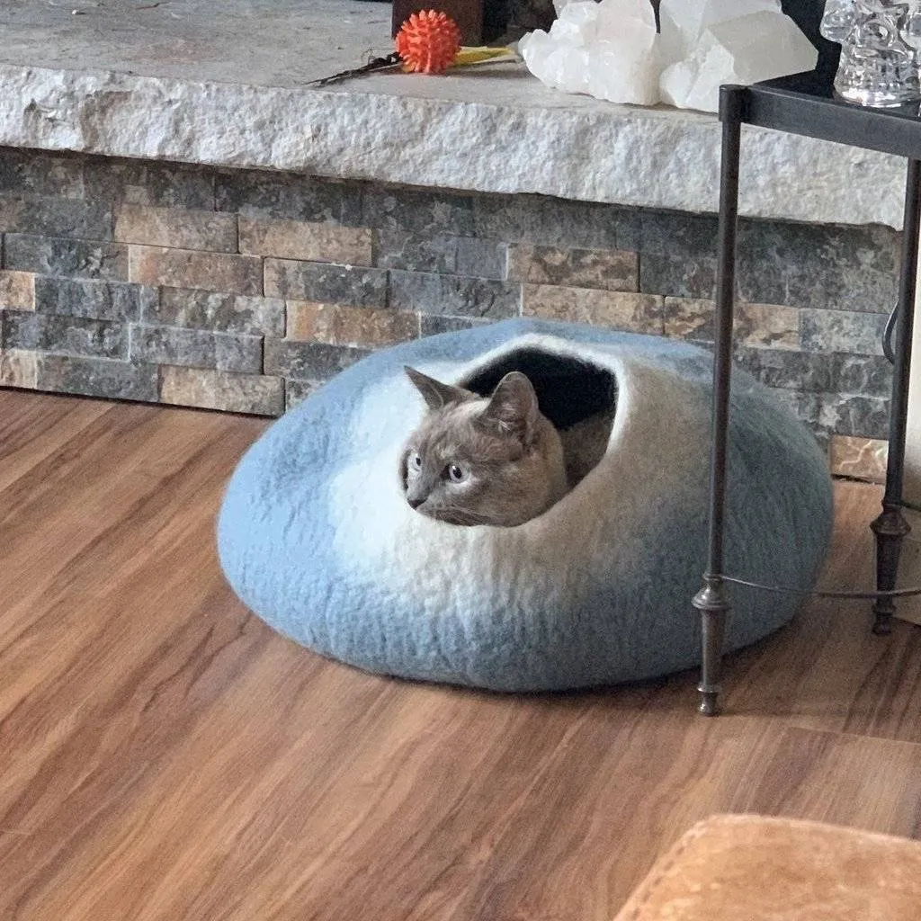 Sky Blue & White Cat Cave