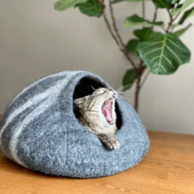 SMOKEY  Natural Wool Cat Cave | Cat Bed