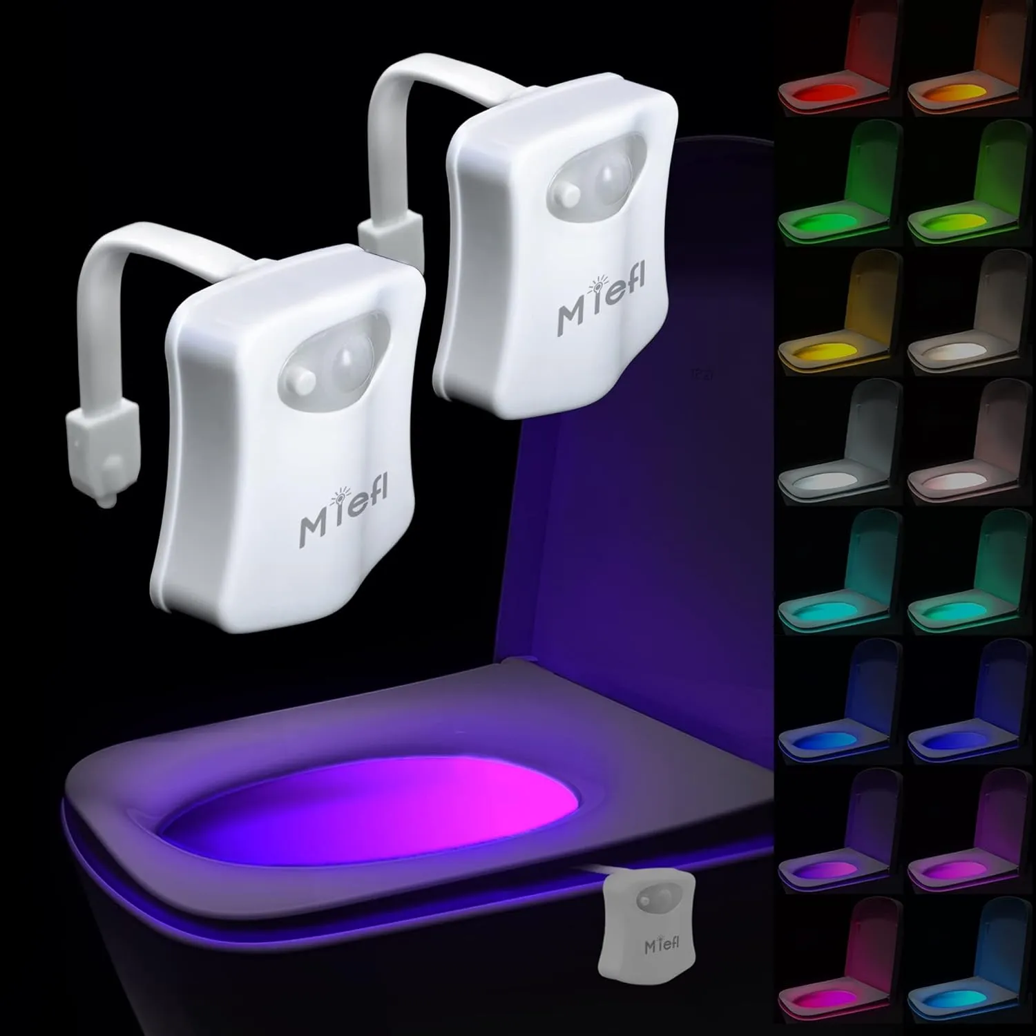 Toilet Light Motion Sensor 16 Colors Changing (2 Pack),LED Glow Bowl Inside Toilet Light, Smart Night Light for Bathroom, Cool & Funny Ideal Gifts for Dad Teen Boys Girls Men Women