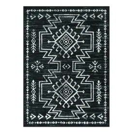Vivienne Aztec Moroccan Distressed Black Area Rug