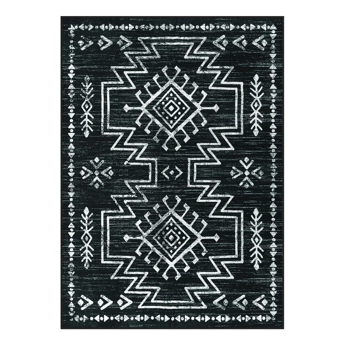 Vivienne Aztec Moroccan Distressed Black Area Rug