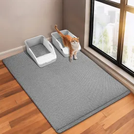 XL47''X 28'' Extra Large Cat Litter Mat,Double Layer Litter Trapping Mat,kitty Litter Box Mat,Cats Rug for Pet, Litterbox Mats for Floor,Waterproof Urine Proof,Non-Slip