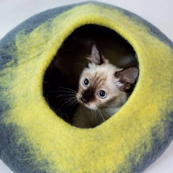 Yellow & Grey Cat Cave